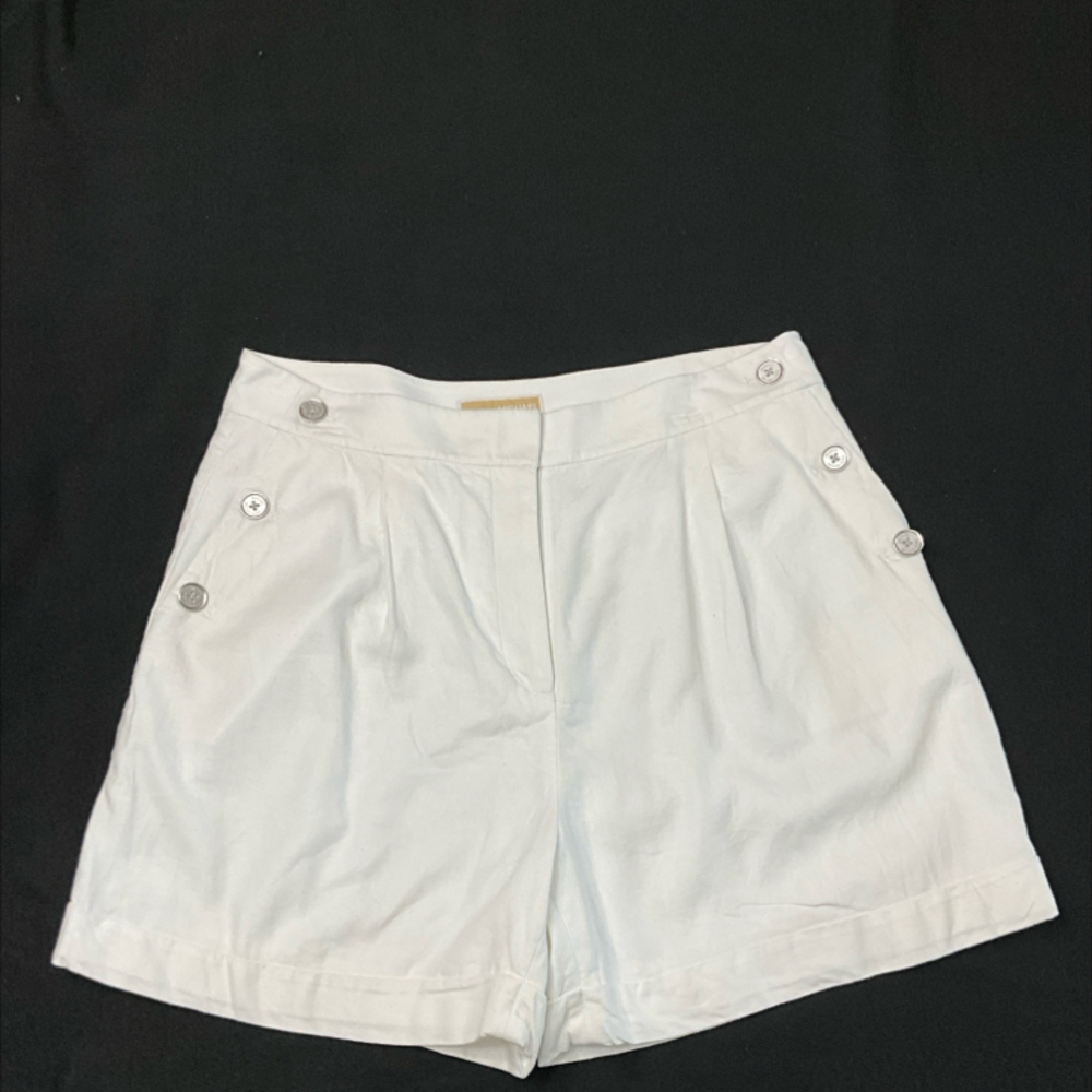 MICHAEL KORS LINEN PLEATED SAILOR TAILORED SHORTS-12